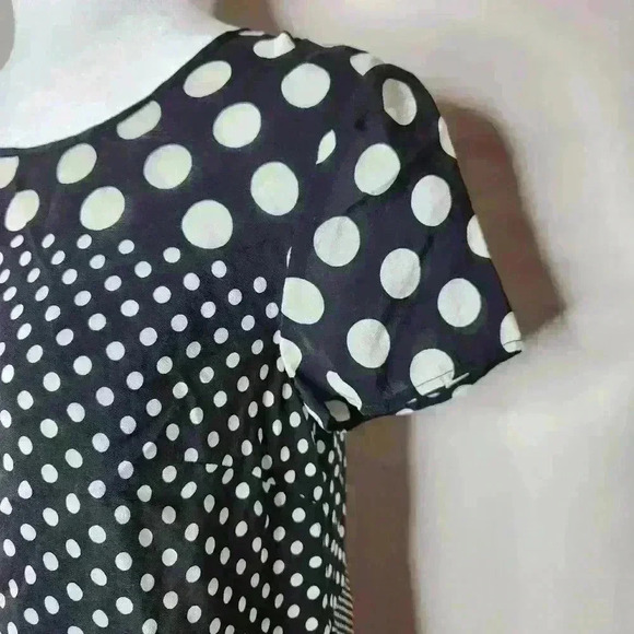 Talbots petite black and white polka dots blouse size petite small - Picture 3 of 6